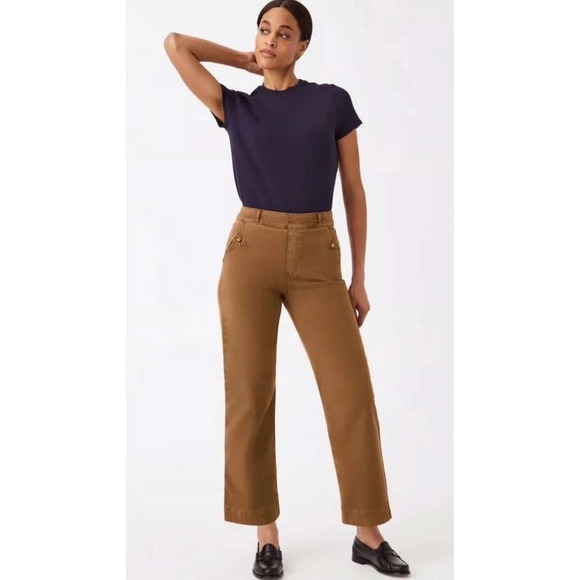 SPANX Pants - Spanx Stretch Twill High Rise Wide Leg Crop Pants In Toffee Brown Size XL 20312R